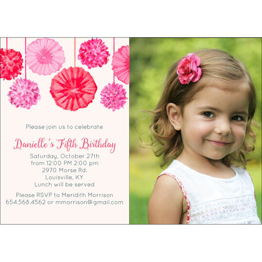 Flower Garland Photo Invitations